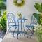 Glitzhome® 28" Blue Outdoor Metal Folding Bistro Table with Ceramic Tile Top